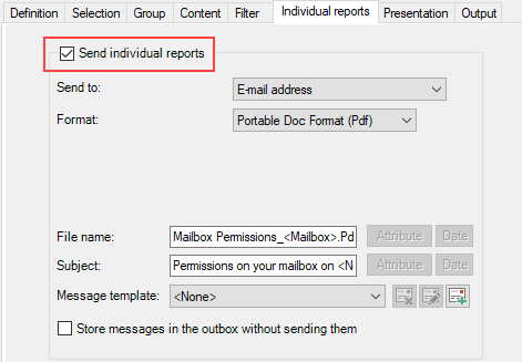 Send individual reports on Mailbox Delegation Permissions