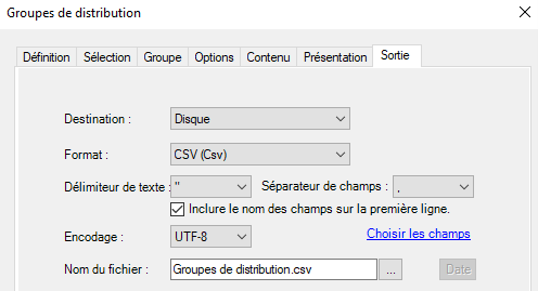 Exportez votre liste de groupes de distribution au format CSV