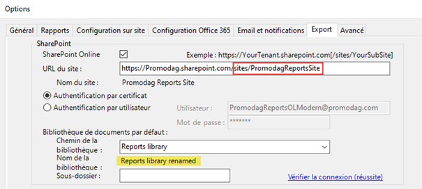 Promodag Reports supporte les sous-sites SharePoint